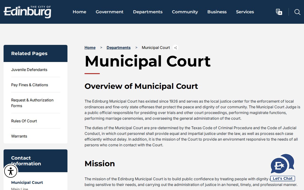 Edinburg court docket Municipal Court history and jurisdiction