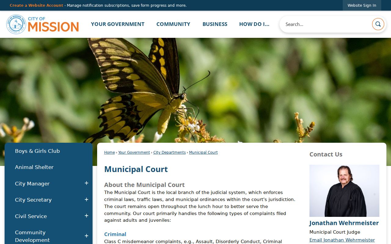 Mission court docket Class C traffic and ordinance jurisdiction
