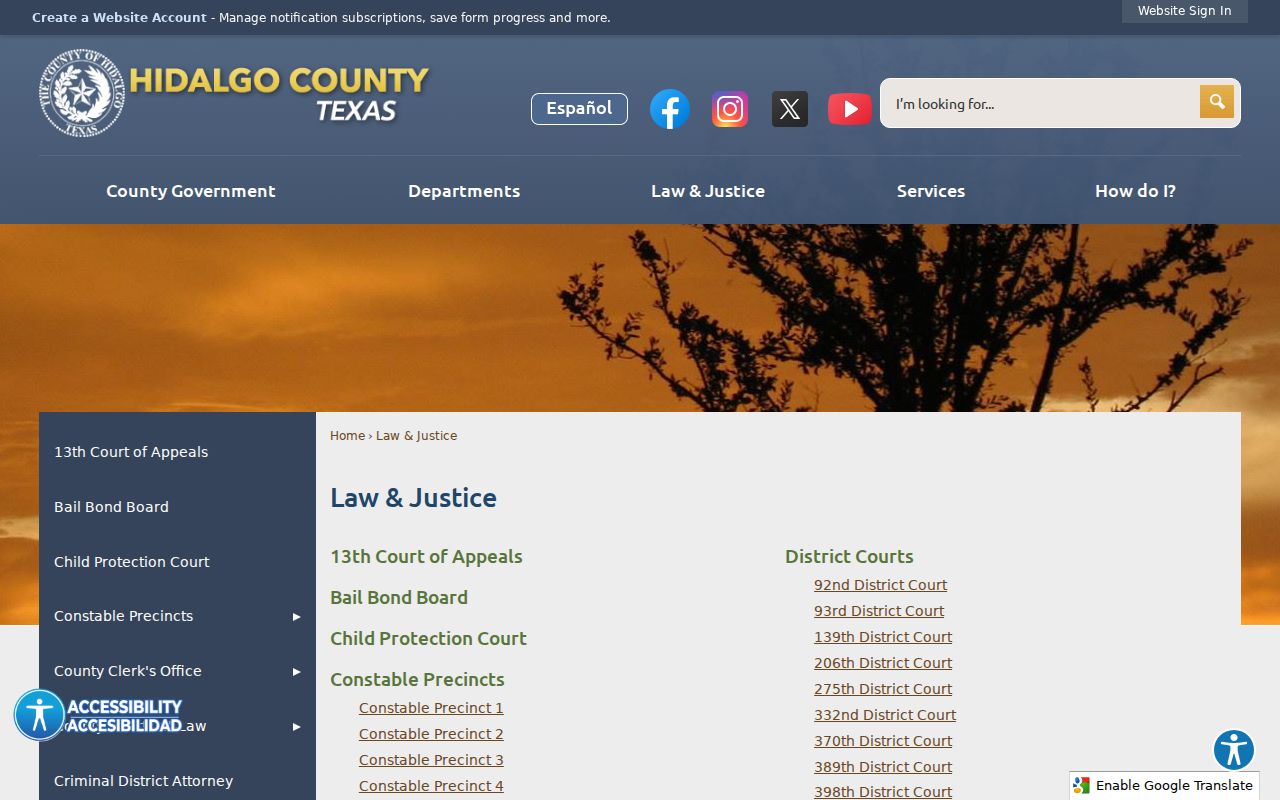Hidalgo County court docket Law and Justice directory